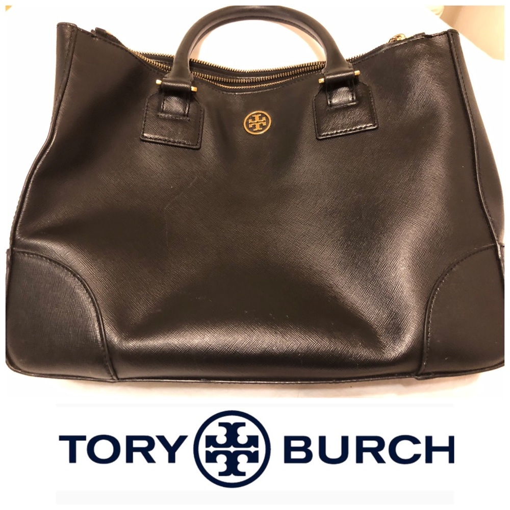 Tory Burch Large Black Tote w/Compartments